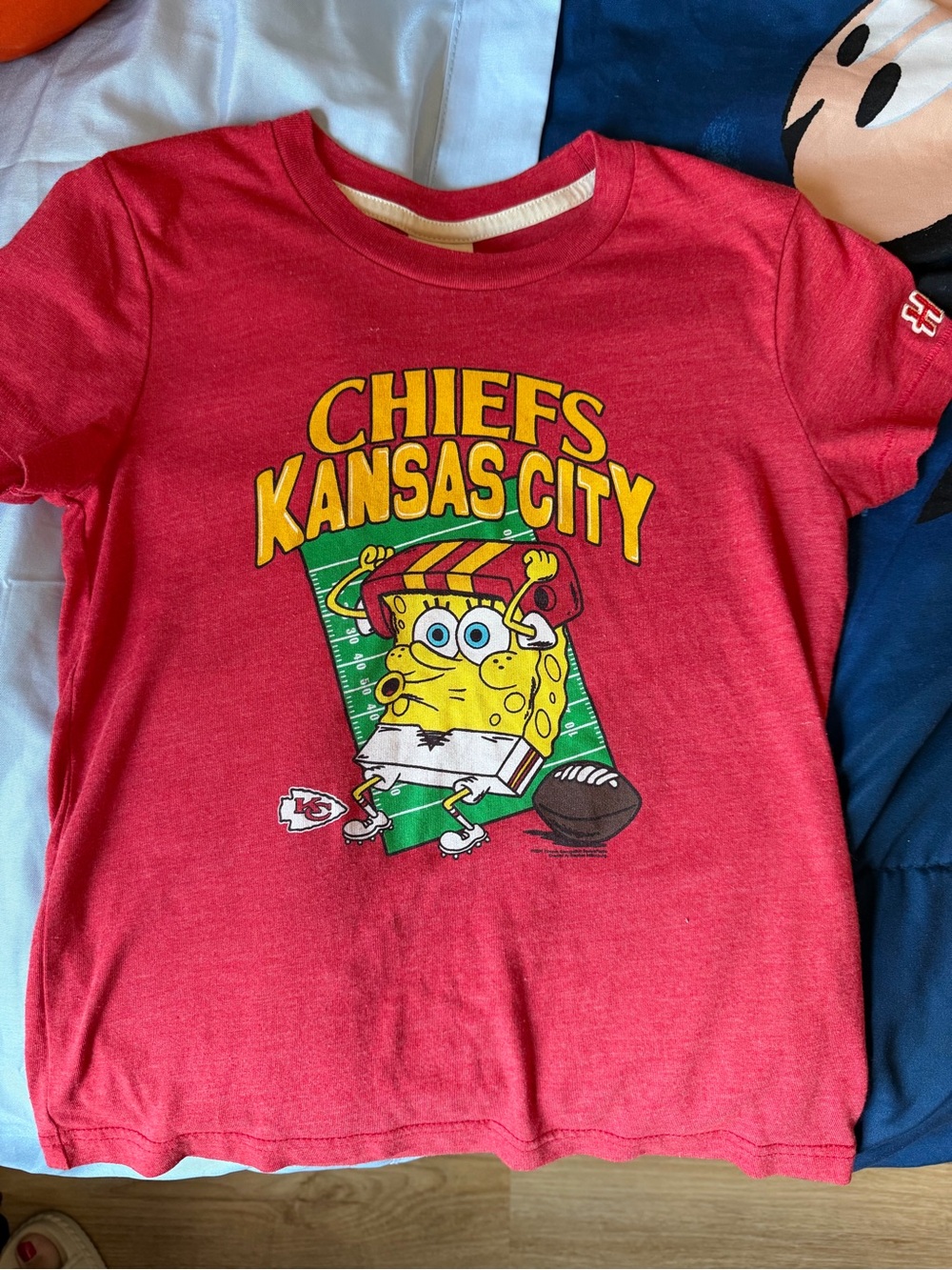 HOMAGE Red Kansas City Chiefs Spongebob Character Kids Tee